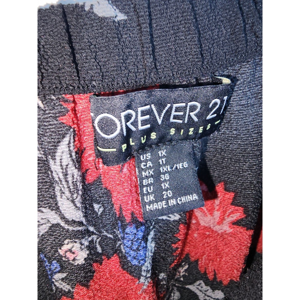 Forever 21 Romper Womens 1X Black Red Floral Off Shoulder Boho Tassel 3/4 Sleeve - Picture 3 of 10